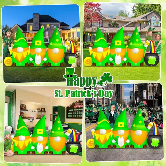 St Patricks Day Inflatables Outdoor Decor with Leprechauns and Rainbows - Picture 2 of 9